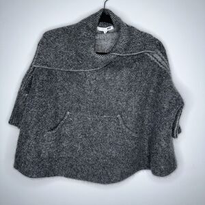 NSF Women’s 100% Cashmere Poncho Sweater Cowl Neck Gray Size Small